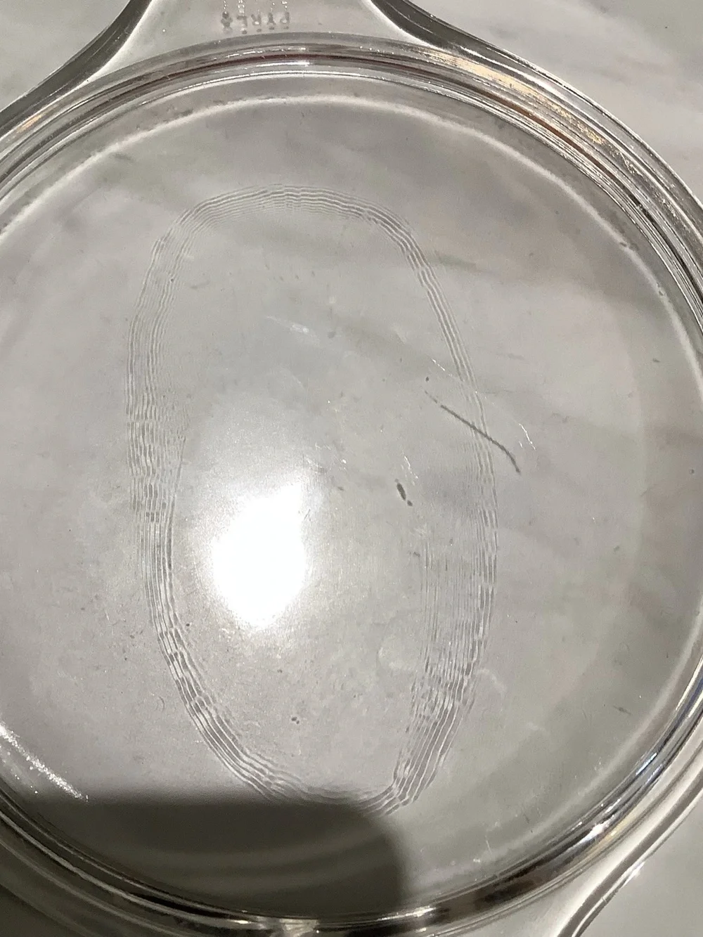Vintage Pyrex 470-C Casserole Clear Glass Lid Only Flat Tab Handle MCM Round
